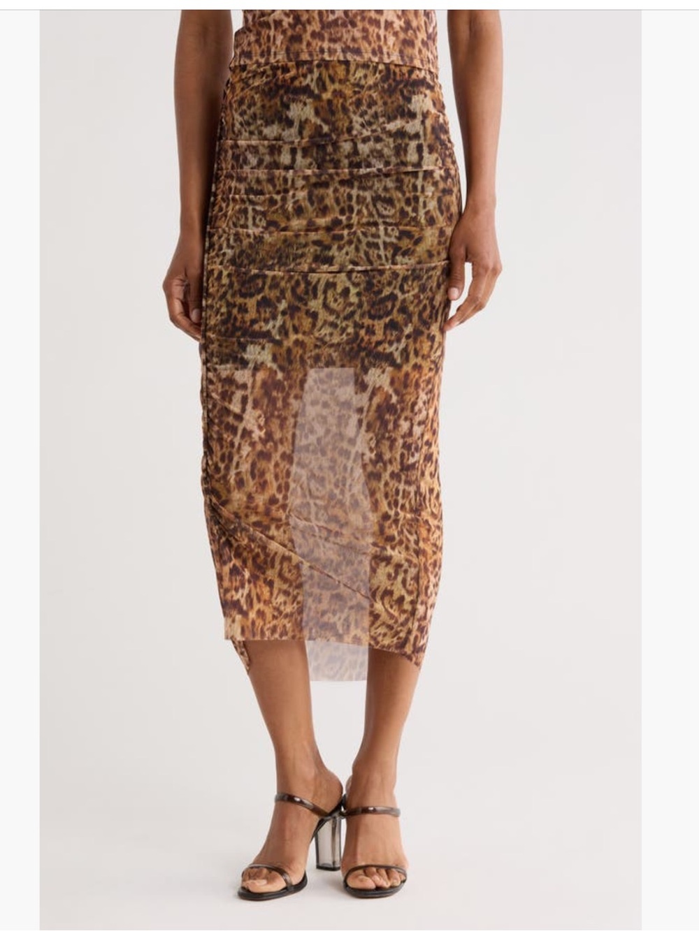NWT AllSaints Nora Ruched Leopard Print Skirt US 4